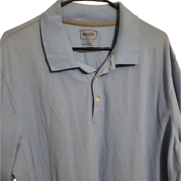 53 The Foundry Baby Blue Mens Polo Shirt, Big & Tall 2XLT - Picture 2 of 4